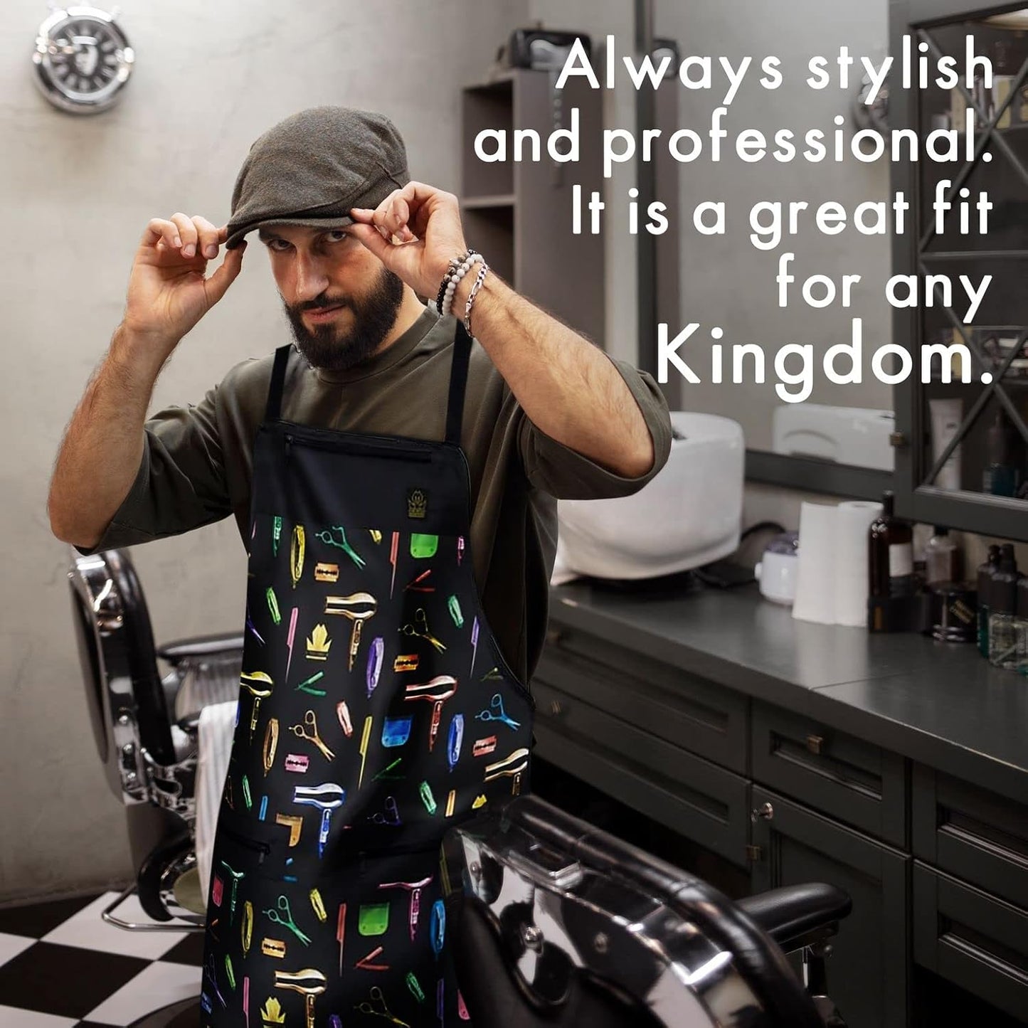 King Midas Unisex Hair Stylist Apron - Aprons Unisex for Hair Cutting and Hair Styling