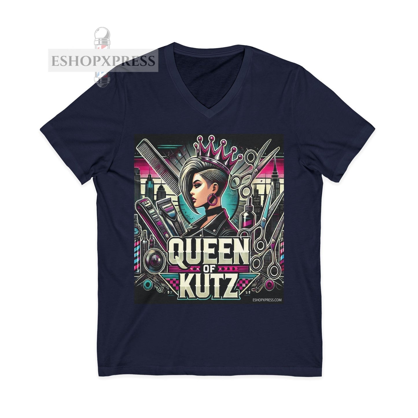 Queen of Kutz Women's Unisex Jersey Short Sleeve V-Neck Tee