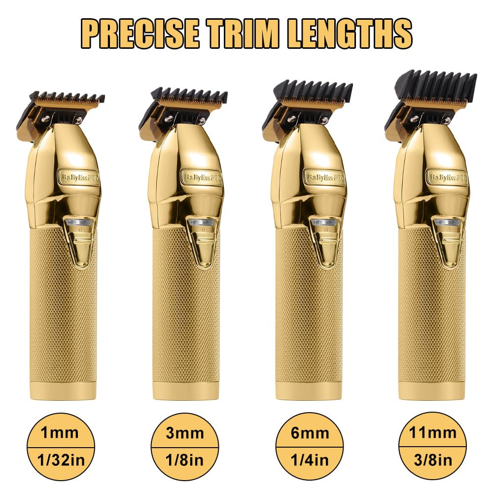 Premium Trimmer Guards Compatible with Babylisspro FX787 & FX726 Trimmer, Black Coded Guards Guides with Adjustable Metal Spring Clip, from 1/32-3/8 Inch Snap on Attachment Combs Set, 4 Pack