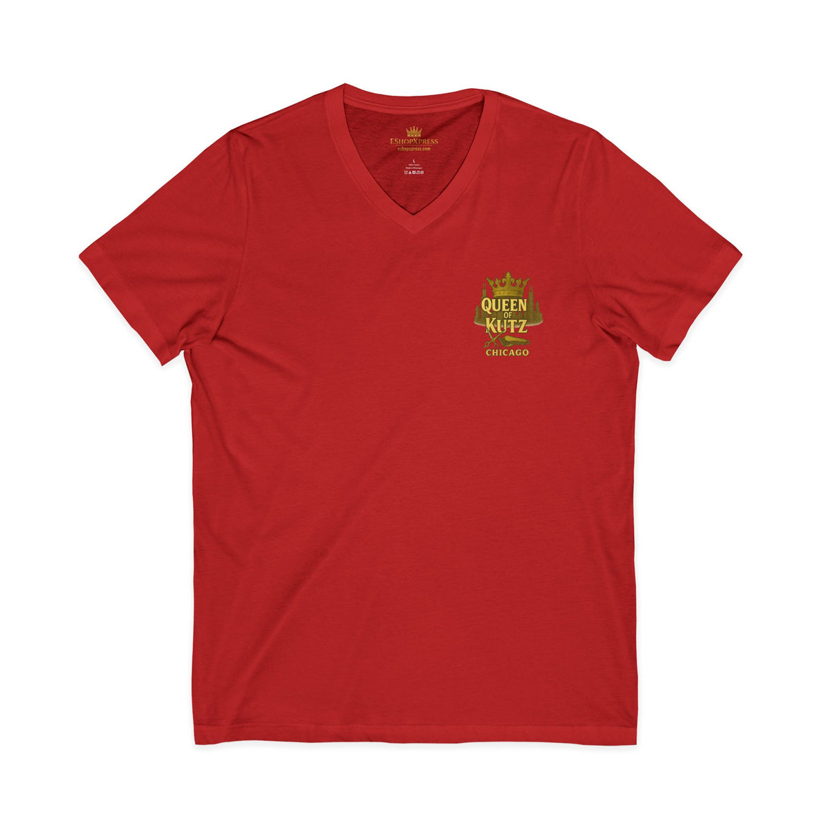 Queen of Kutz Chicago Women's V-Neck Tee – Front & Back Print