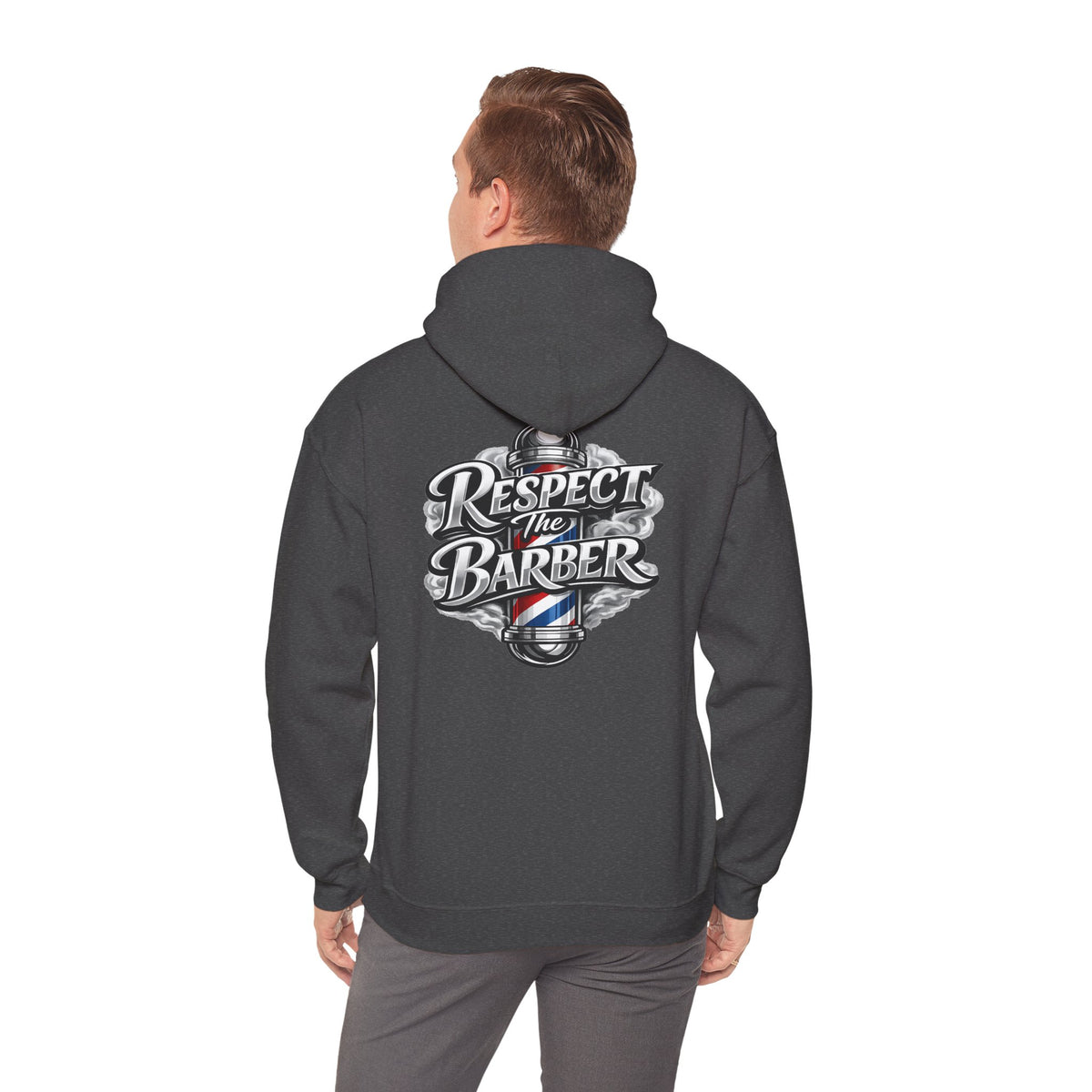 Men's Respect The Barber Hoodie – Front & Back Print | Vintage Barber Pole Graphic Hoodie