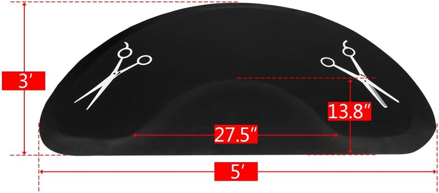 2PCS Thick Salon Chair Anti-Fatigue Floor Mat Barber Shop Semi Circle Chair Mat Beauty Salon Hair Styling Chair Mat with Scissors Pattern - 3′X5′X1/2"