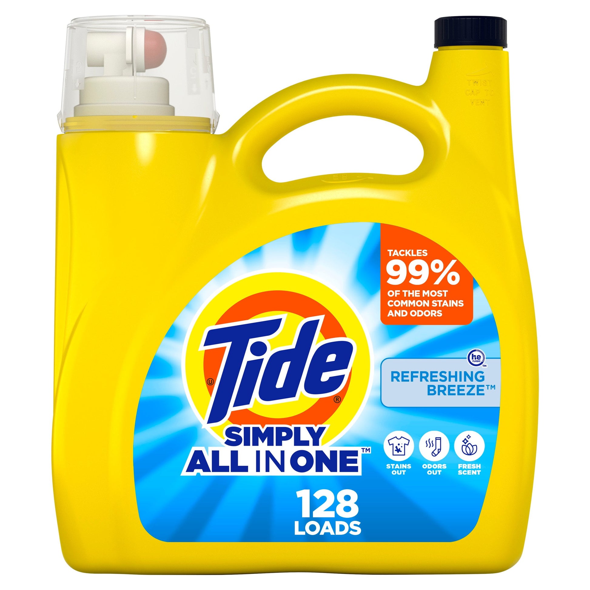 Simply Liquid Laundry Detergent, Refreshing Breeze, 168 Oz, 128 Loads