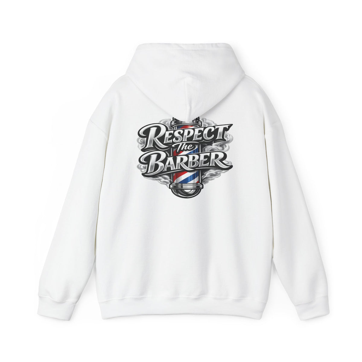 Men's Respect The Barber Hoodie – Front & Back Print | Vintage Barber Pole Graphic Hoodie
