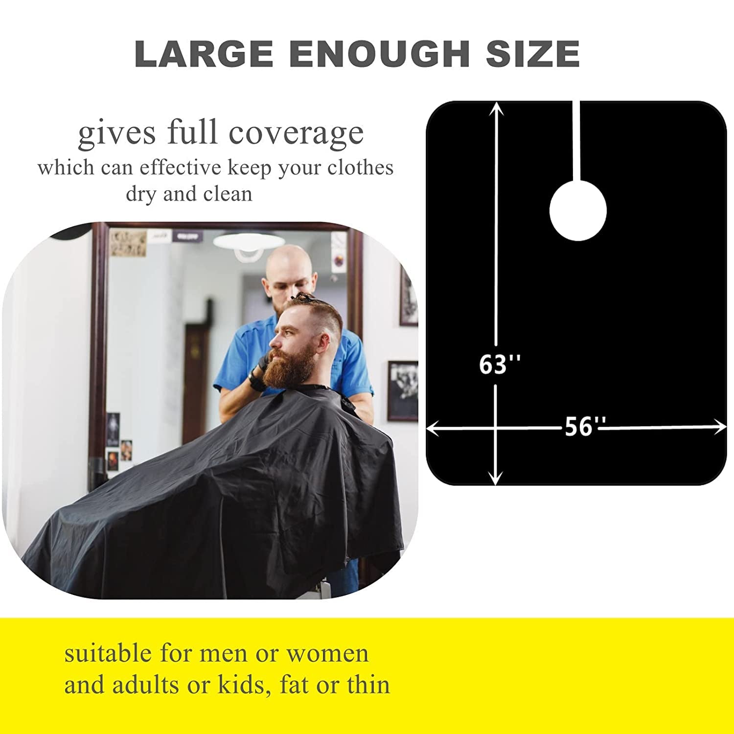 Barber Cape,Professional Salon Hair Cutting Cape,56X63 Inches Large Hairdresser Cape for Haircut,Coloring,Makeup,Styling