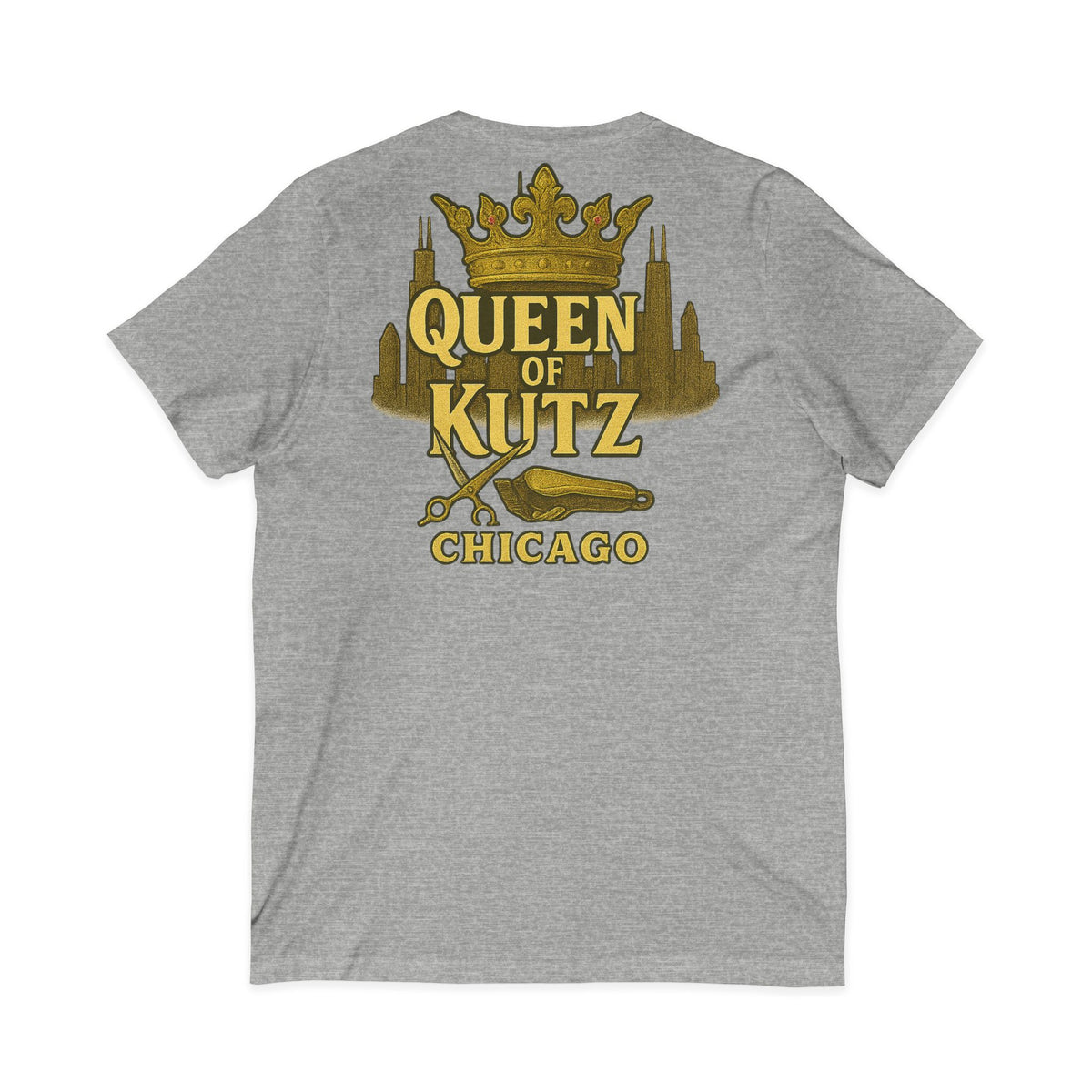Queen of Kutz Chicago Women's V-Neck Tee – Front & Back Print