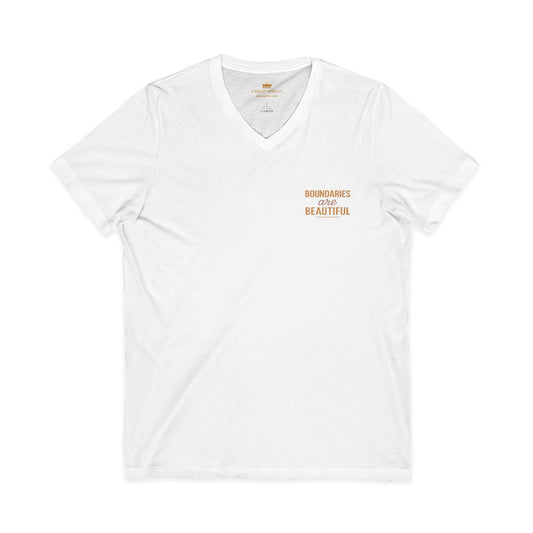 Boundaries and Beauty in Bold Text Vneck Tee – Front & Back Print