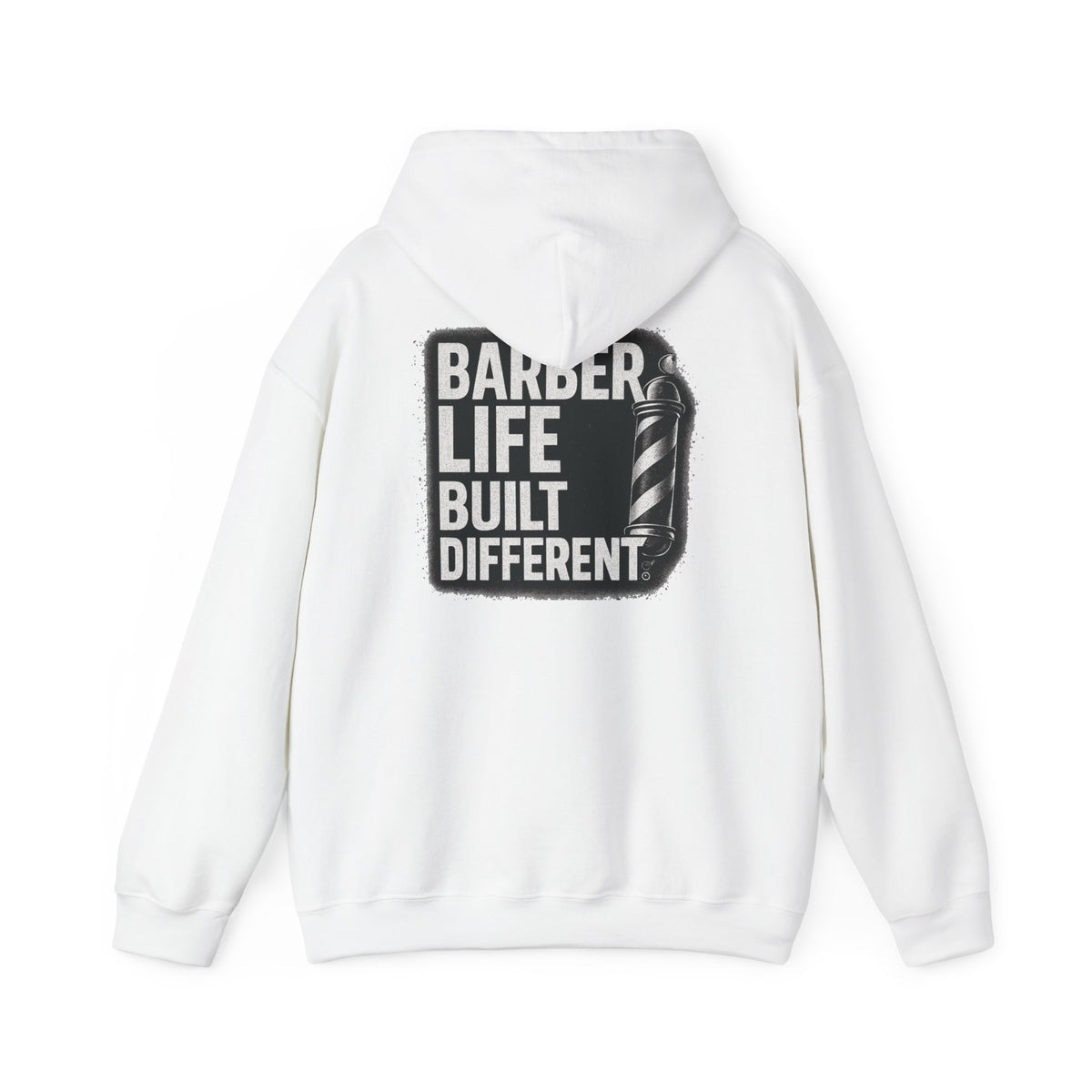 Barber Life Built Different Hoodie – Front & Back Print
