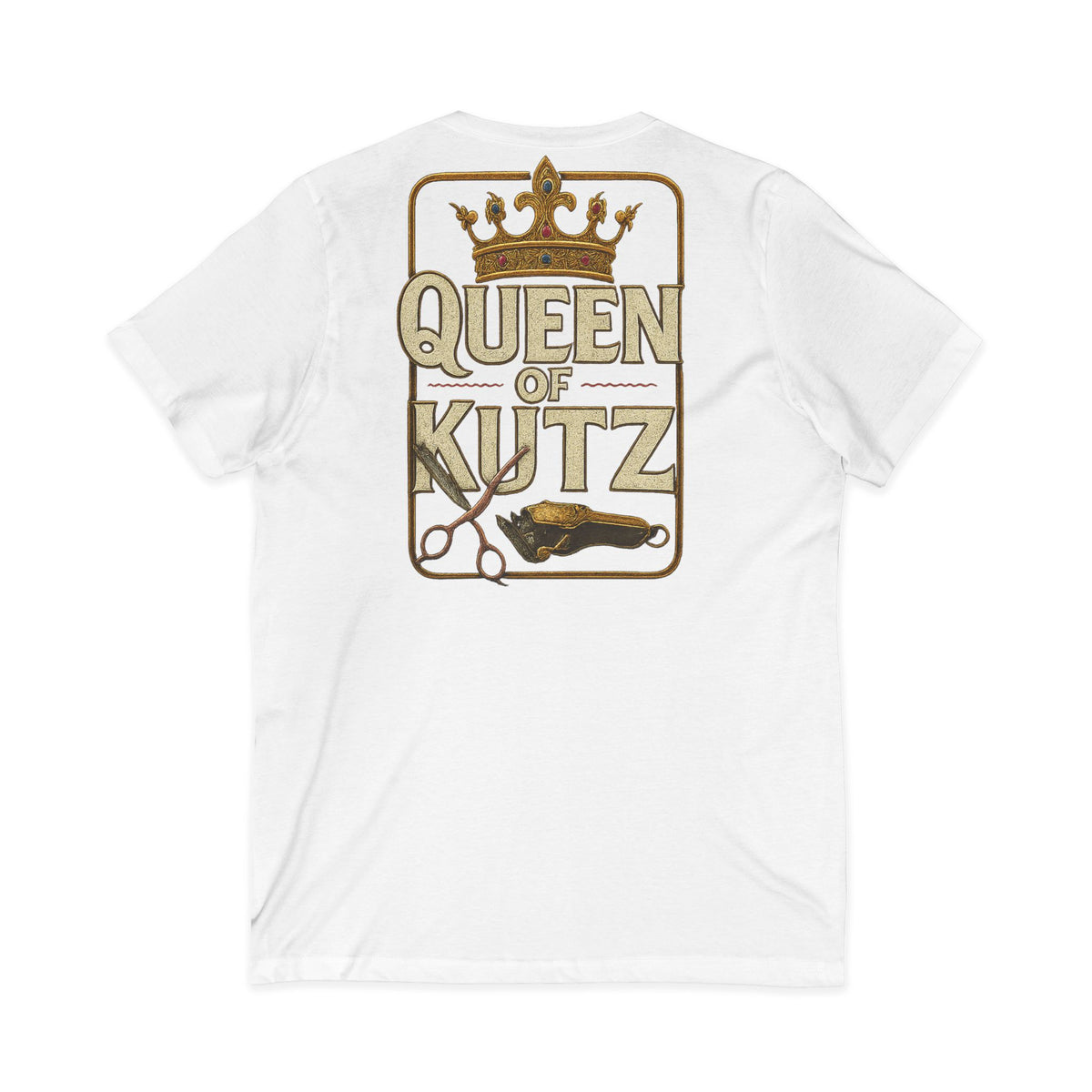 Queen of Kutz Universal Women's V-Neck Tee – Front & Back Print