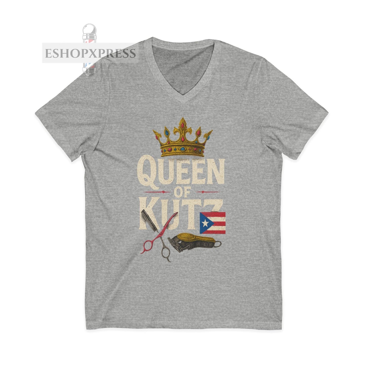 Queen of Kutz Puerto Rican  Women's V-Neck Tee