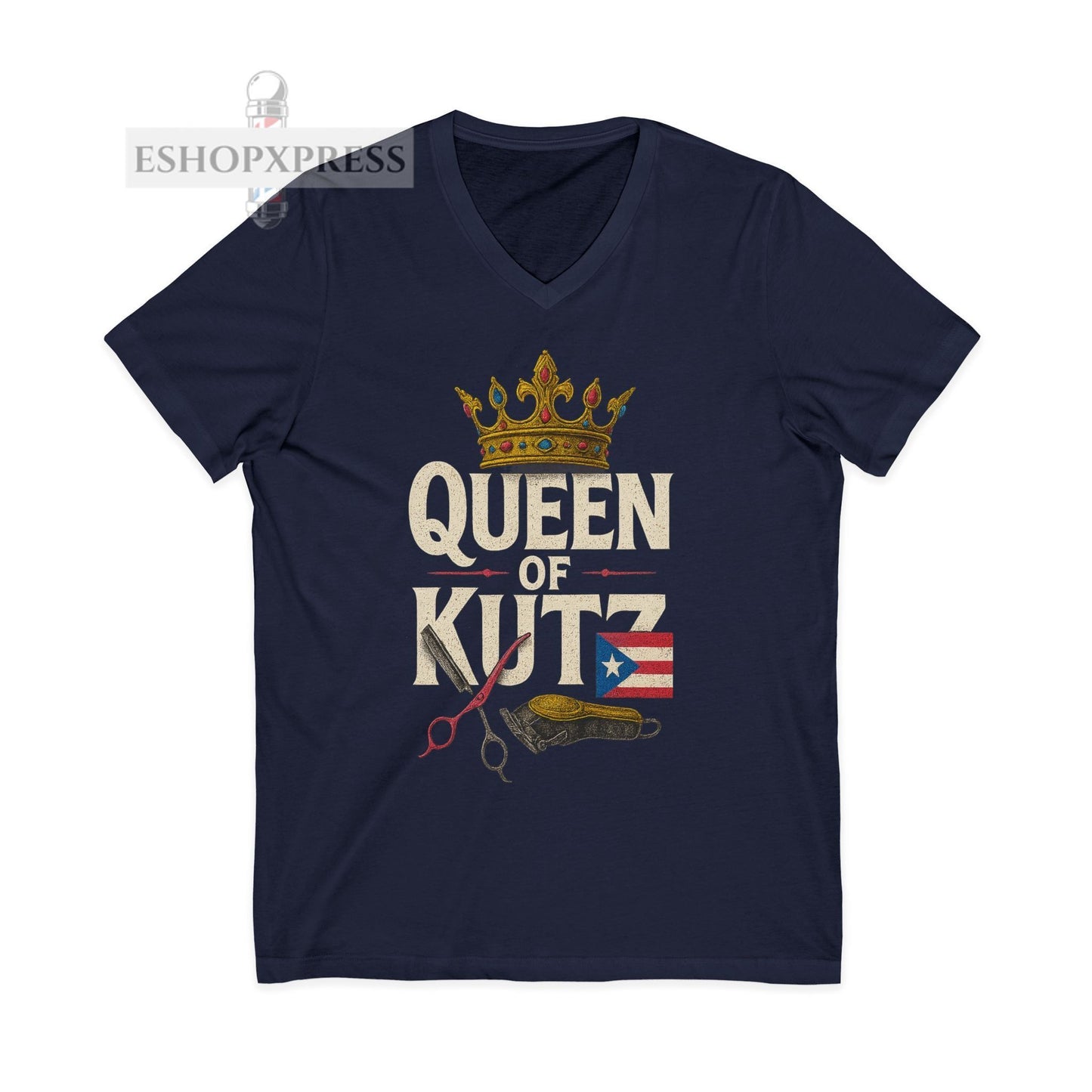 Queen of Kutz Puerto Rican  Women's V-Neck Tee