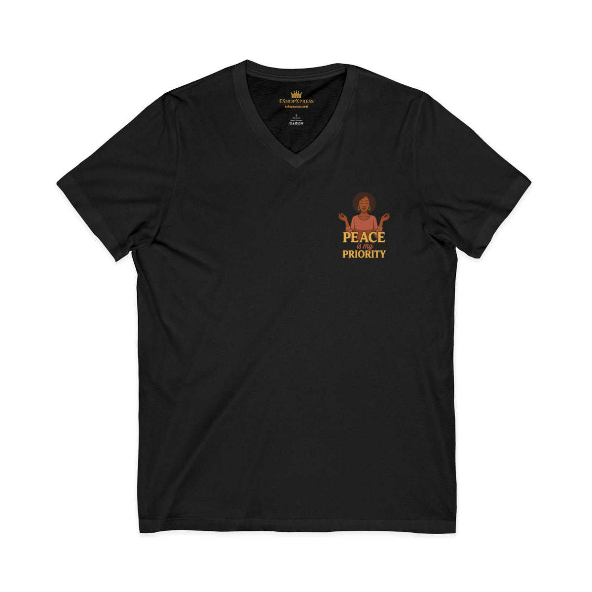Peace is My Priority – Front & Back Print | V-neck Tee