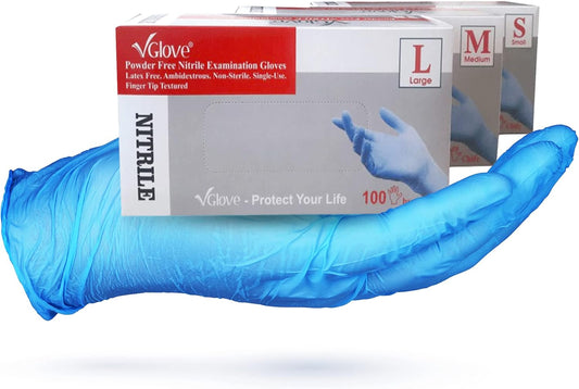 Powder-Free Nitrile Exam Gloves Blue - 3.5 Mil Latex Free, Non-Sterile Extra Thick Disposable Gloves