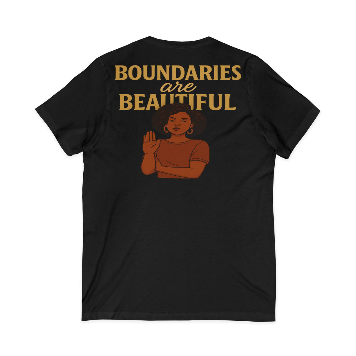 Boundaries Are Beautiful V-neck Tee – Front & Back Print