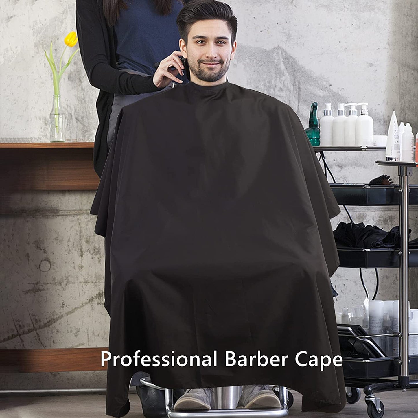 Barber Cape,Professional Salon Hair Cutting Cape,56X63 Inches Large Hairdresser Cape for Haircut,Coloring,Makeup,Styling
