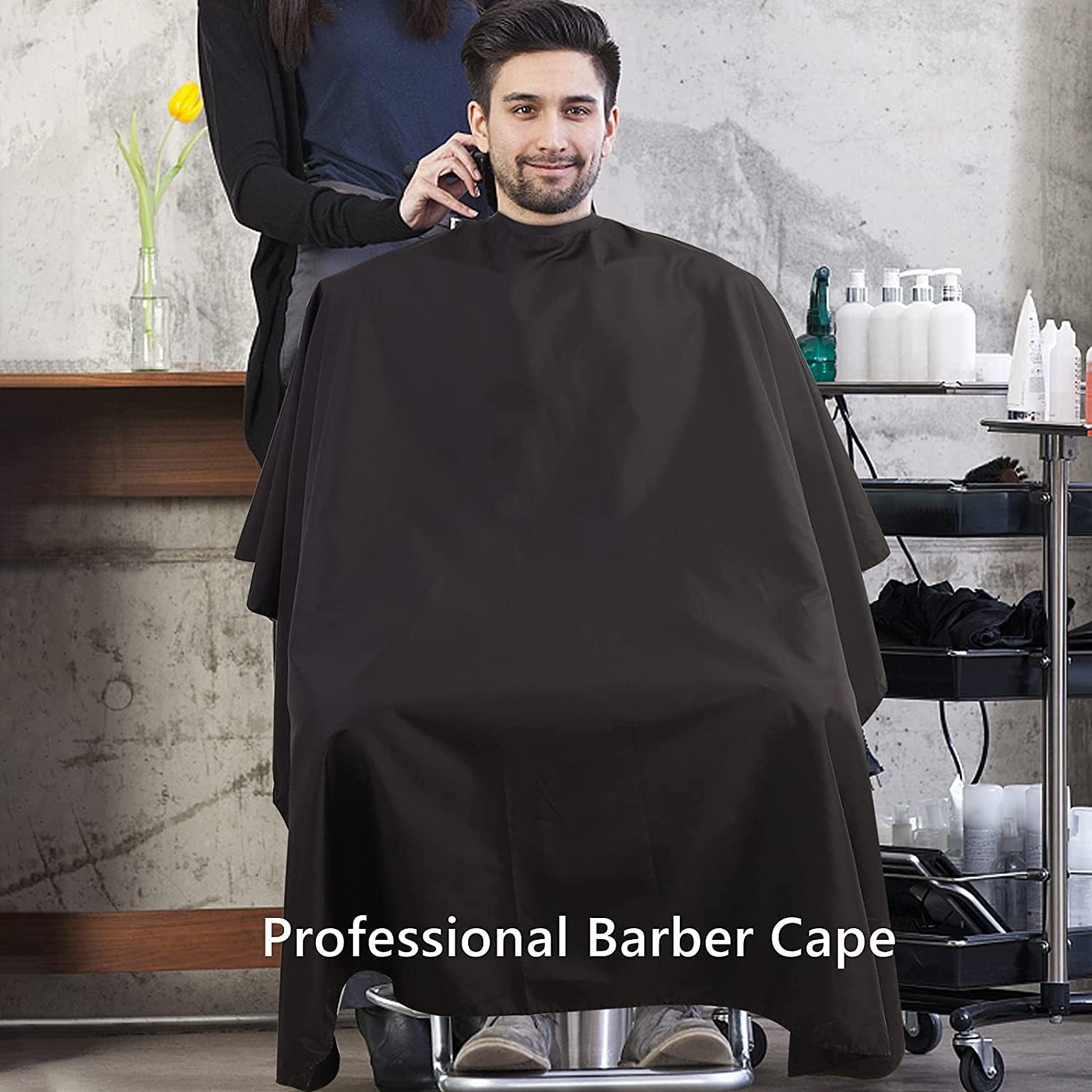 Barber Cape,Professional Salon Hair Cutting Cape,56X63 Inches Large Hairdresser Cape for Haircut,Coloring,Makeup,Styling