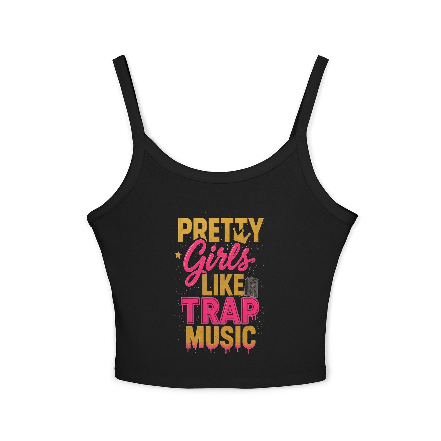 Trendy Women's Spaghetti Strap Tank Top - "Pretty Girls Like Trap Music" - Casual Summer Vibe, Perfect for Parties, Festivals or Every [...]