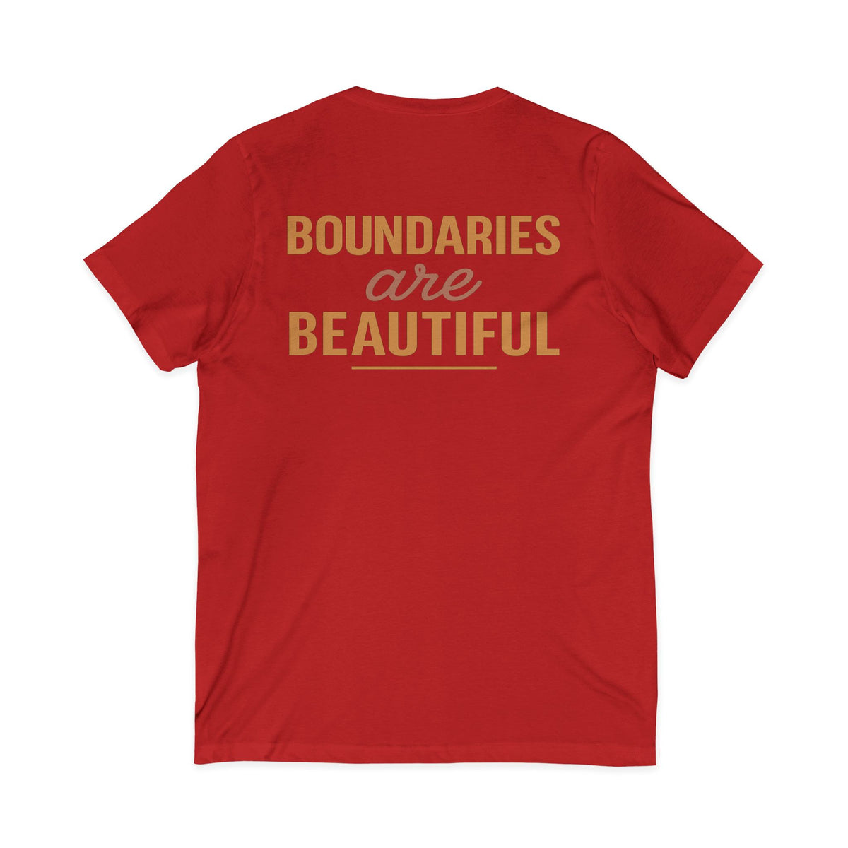 Boundaries and Beauty in Bold Text Vneck Tee – Front & Back Print