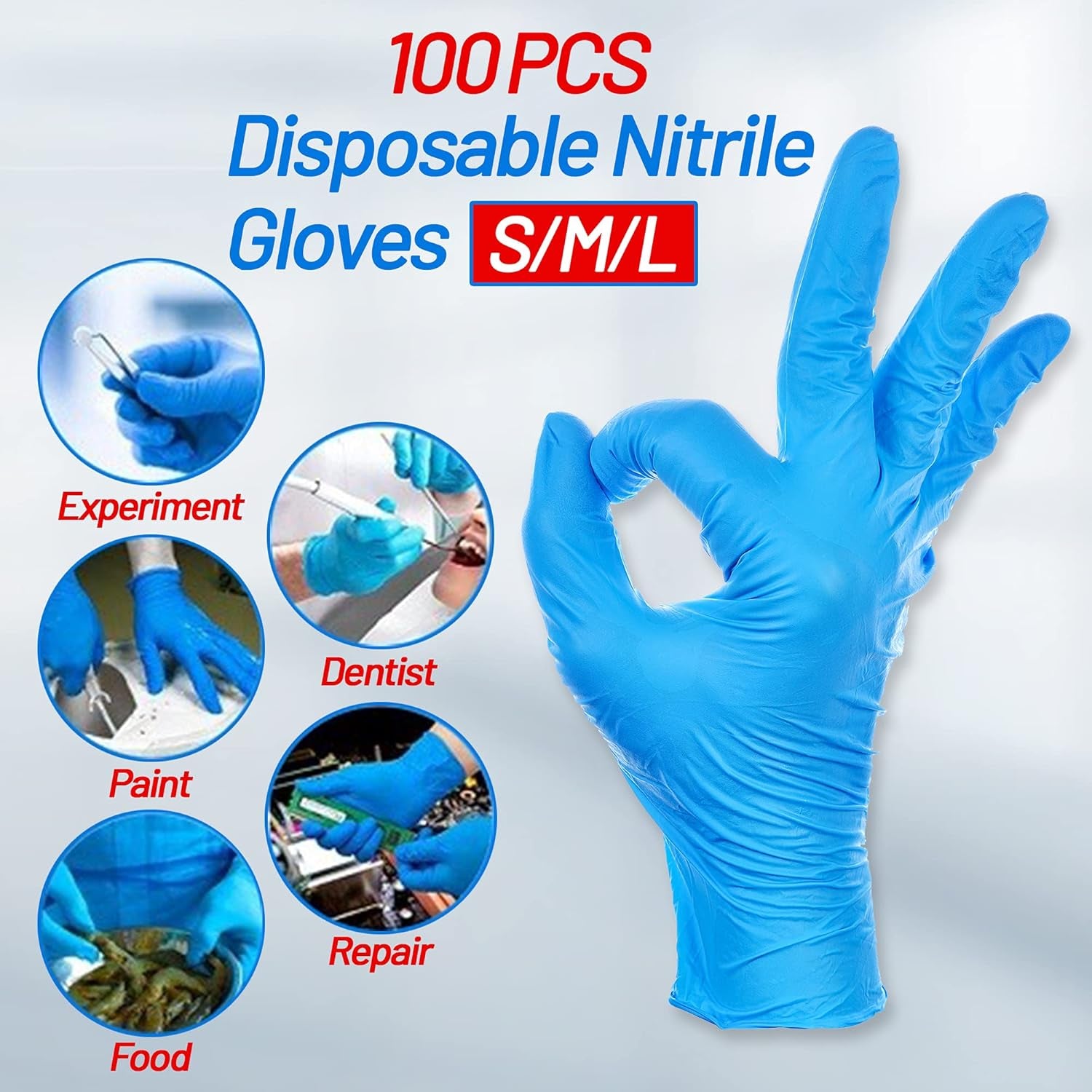 Powder-Free Nitrile Exam Gloves Blue - 3.5 Mil Latex Free, Non-Sterile Extra Thick Disposable Gloves