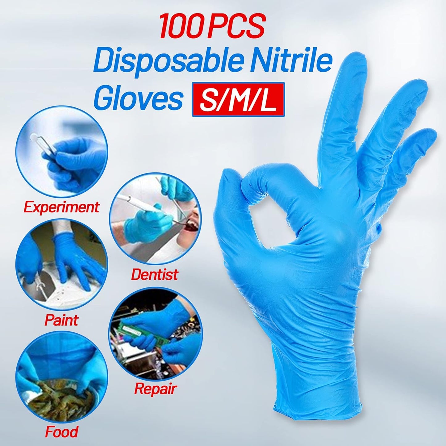 Powder-Free Nitrile Exam Gloves Blue - 3.5 Mil Latex Free, Non-Sterile Extra Thick Disposable Gloves