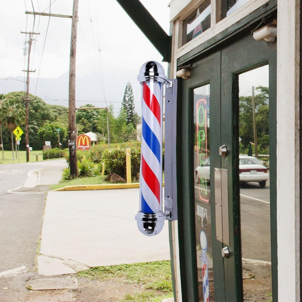 36'' LED Barber Pole Light Classic Style,Hair Salon Barber Shop Open Sign,Rotating Red White Blue LED Strips,Ip44 Waterproof save Energy