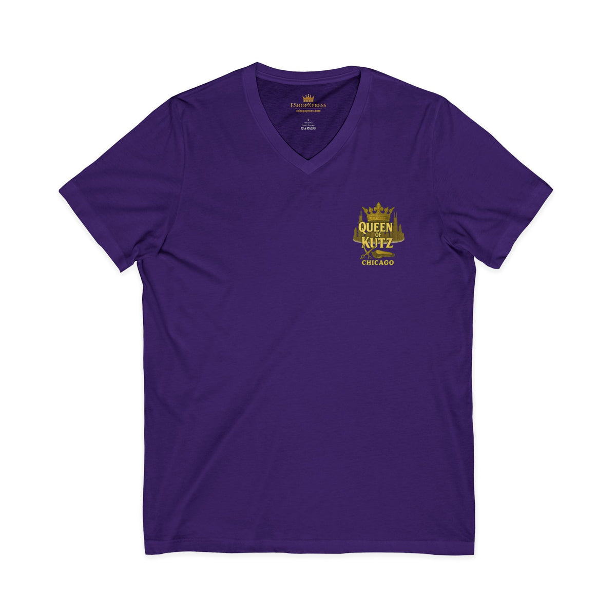 Queen of Kutz Chicago Women's V-Neck Tee – Front & Back Print
