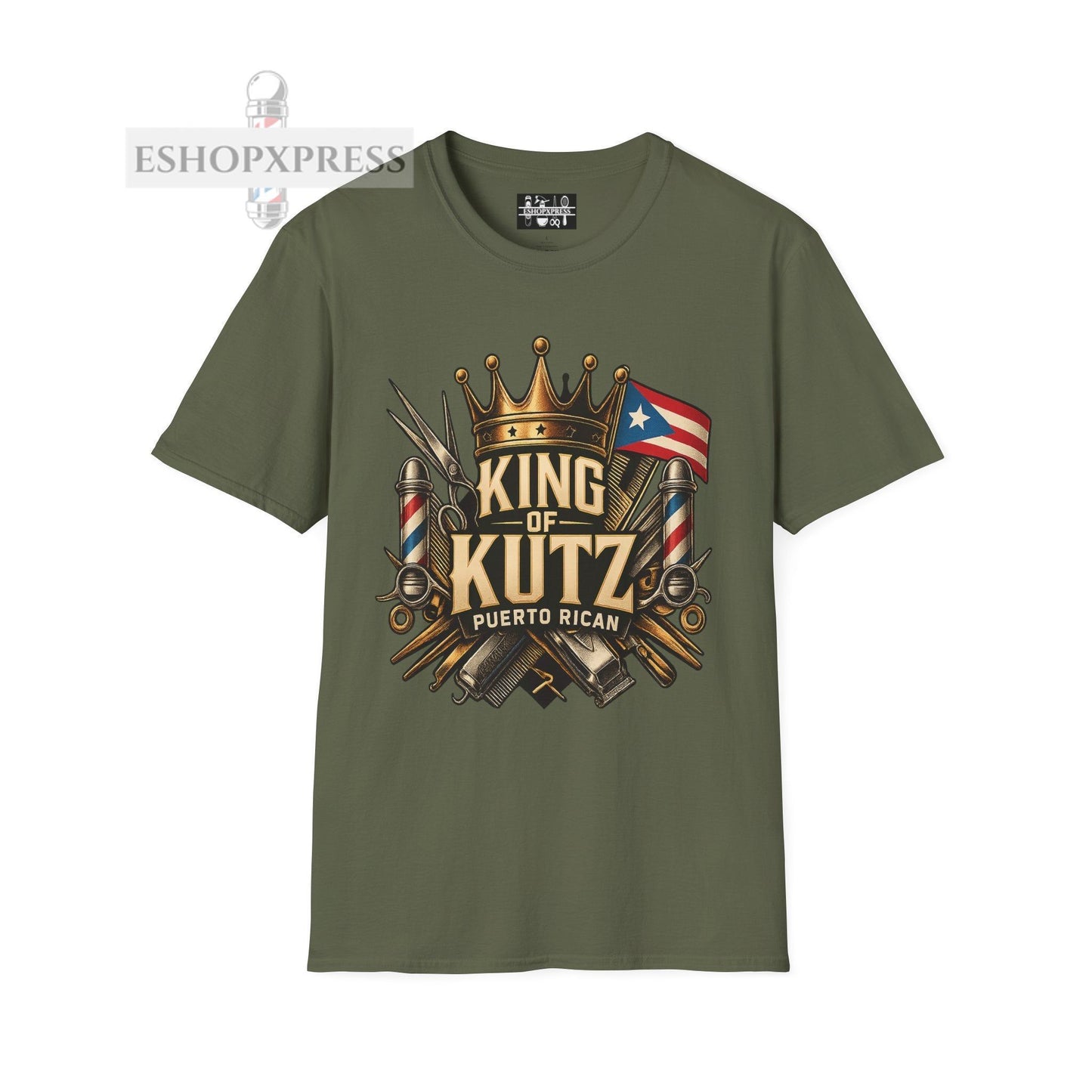 King of Kutz Puerto Rican Barber T-Shirt – Boricua Pride Barber Life Tee for Men | Fade Master Streetwear by EShopXpress