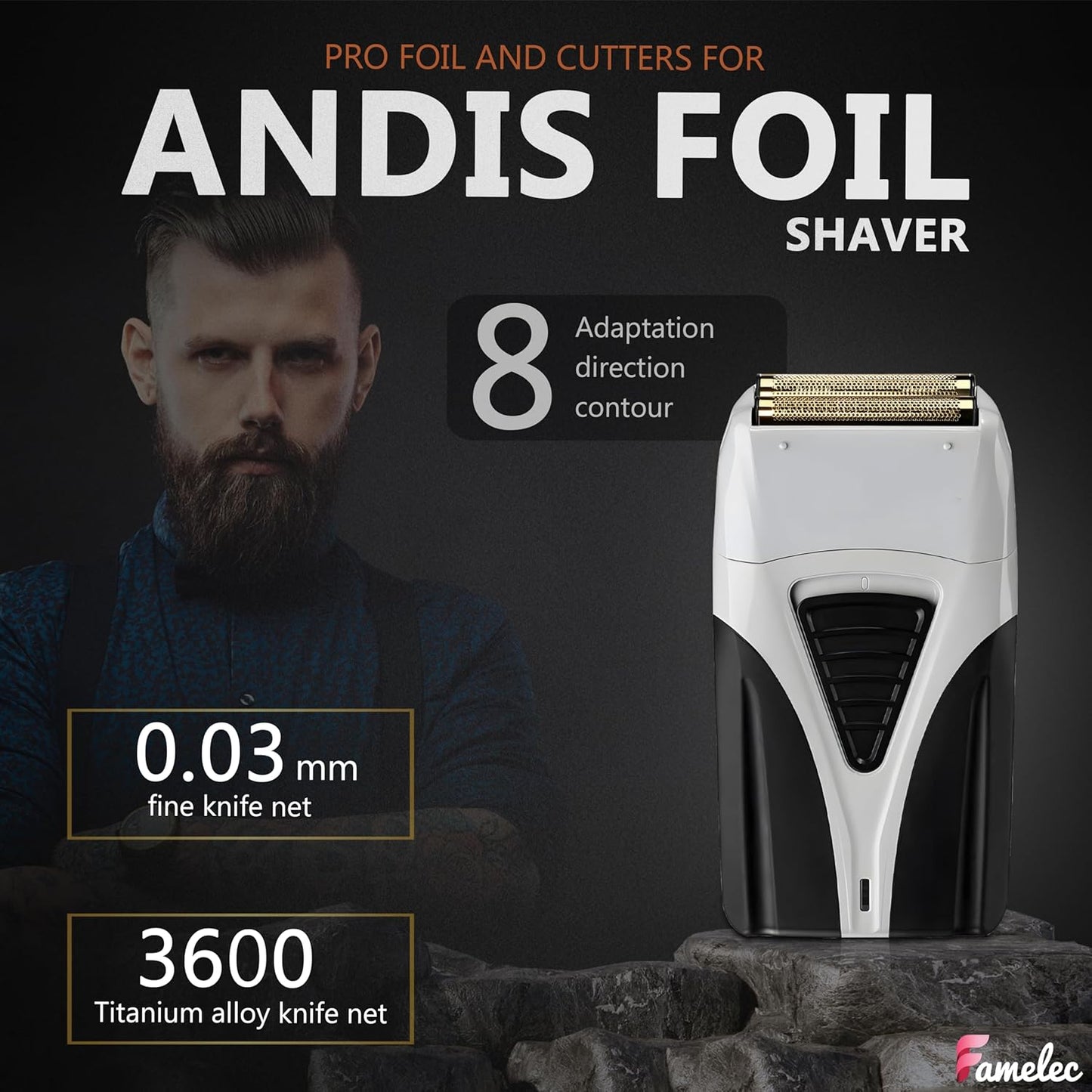 2 Pack for Andis Shaver Foil TS-1 TS-2, Profoil Lithium Shaver Replacement Titanium Foil Assembly and Inner Cutters Compatible with Andis Smooth Shaving Cordless Shavers