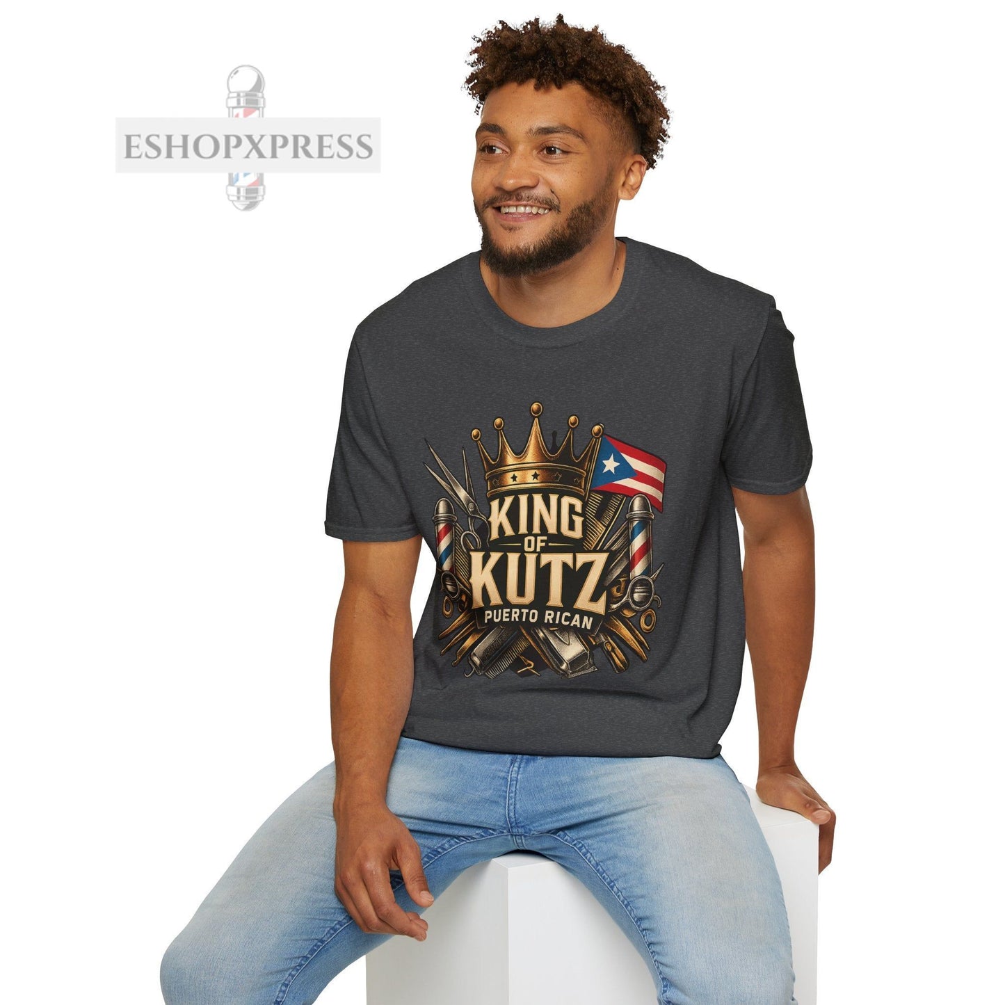 King of Kutz Puerto Rican Barber T-Shirt – Boricua Pride Barber Life Tee for Men | Fade Master Streetwear by EShopXpress