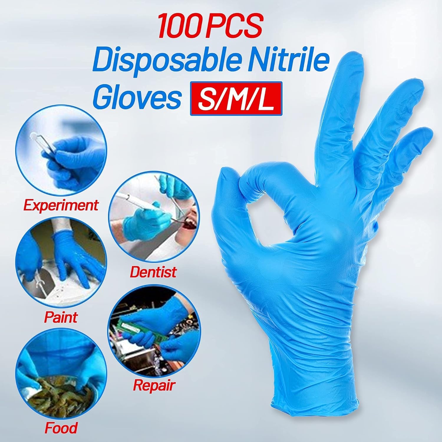 Powder-Free Nitrile Exam Gloves Blue - 3.5 Mil Latex Free, Non-Sterile Extra Thick Disposable Gloves