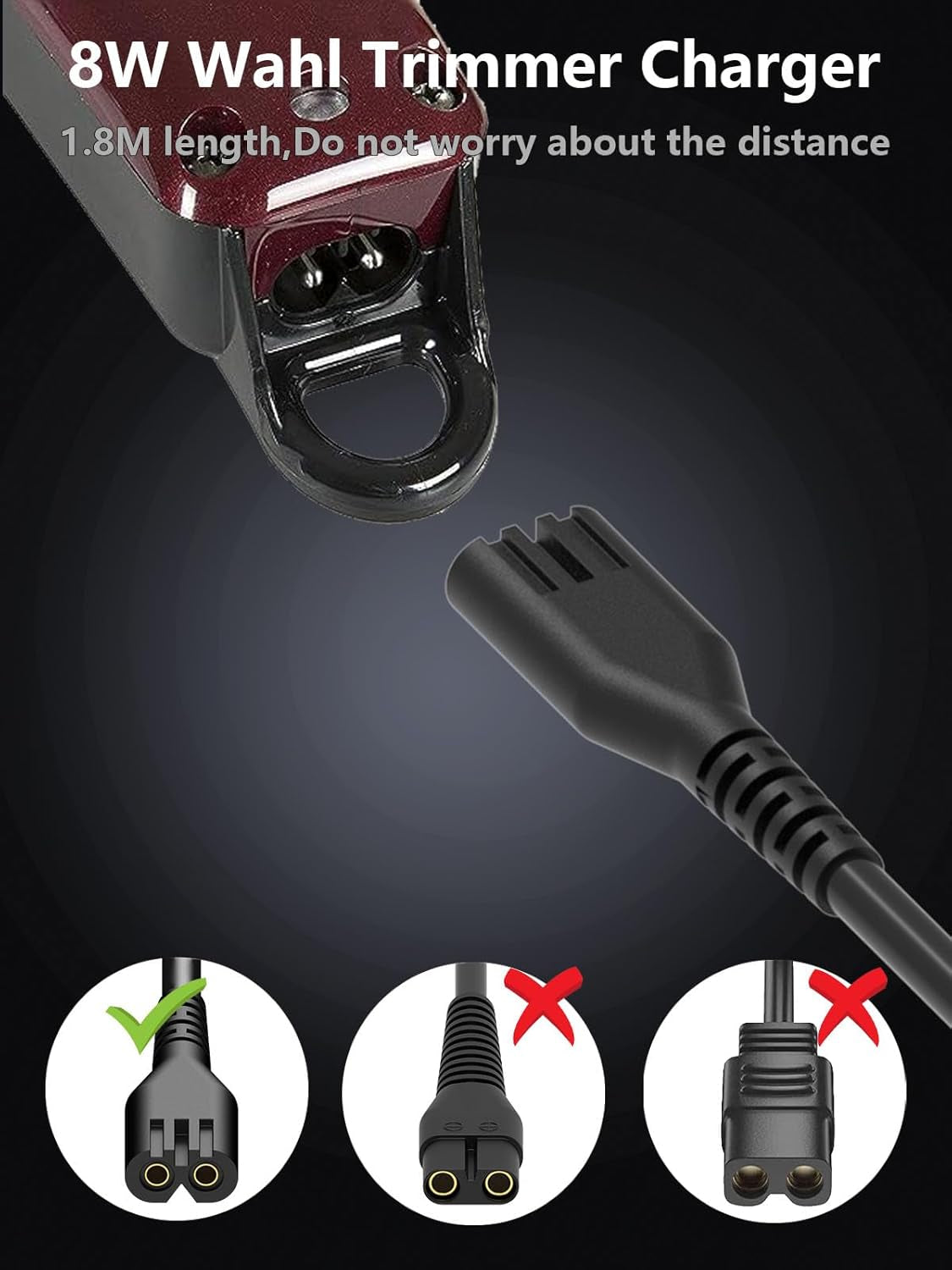 Trimmer Charger for Wahl Magic Clip Cordless, 4V 2A Clipper Shaver Charger Cord Replacement for Wahl 8164 8591 8504 1919 100 Year Hair Clipper Professional 5 Star Cordless Magic Clip Hair Clipper