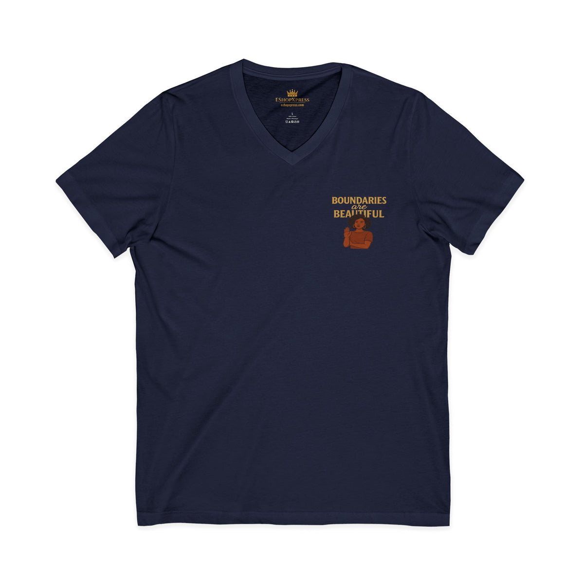 Boundaries Are Beautiful V-neck Tee – Front & Back Print