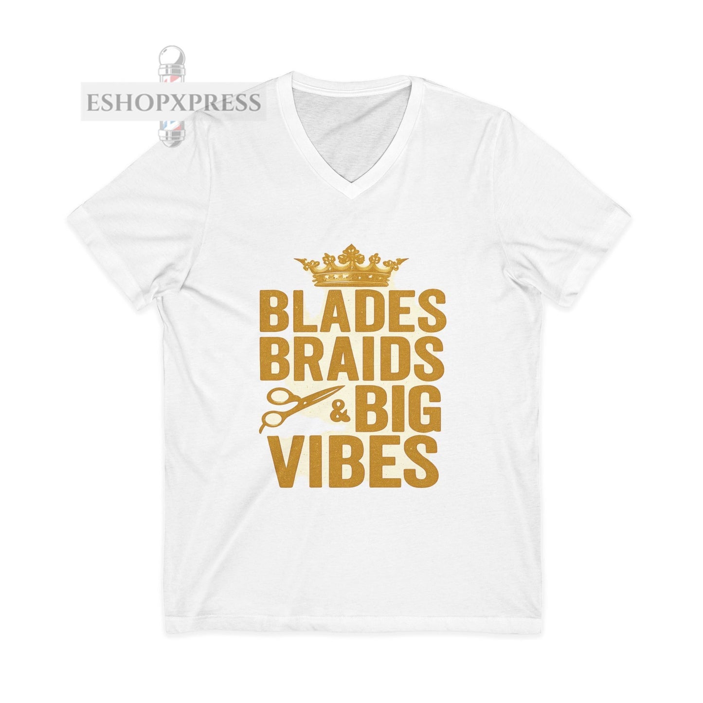 Blades, Braids, & Bold Vibes  Women's V-Neck Tee