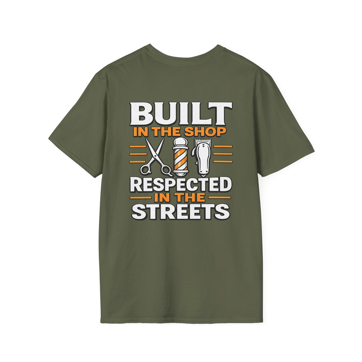 Men's Built in the Shop Barber T-Shirt – Front & Back Print