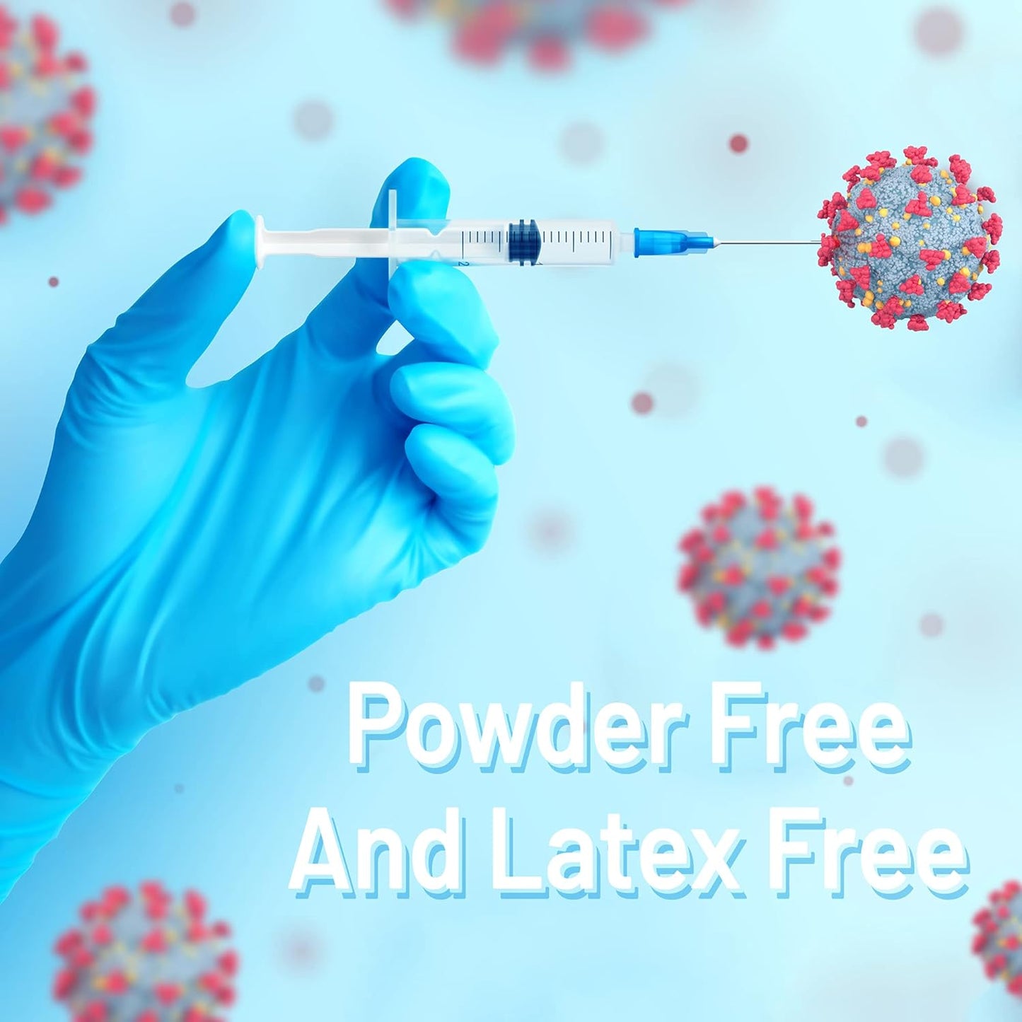 Powder-Free Nitrile Exam Gloves Blue - 3.5 Mil Latex Free, Non-Sterile Extra Thick Disposable Gloves