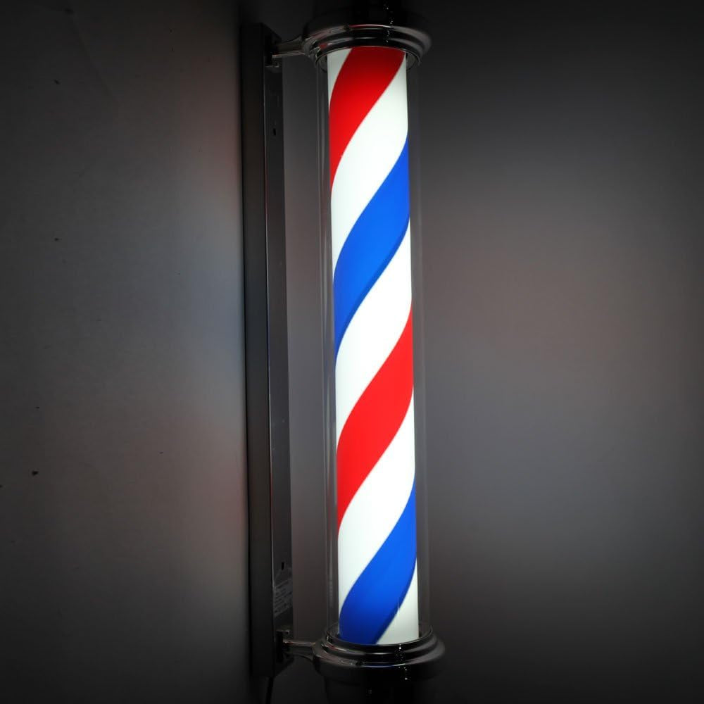 36'' LED Barber Pole Light Classic Style,Hair Salon Barber Shop Open Sign,Rotating Red White Blue LED Strips,Ip44 Waterproof save Energy