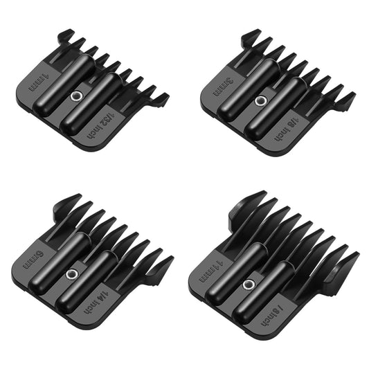 Premium Trimmer Guards Compatible with Babylisspro FX787 & FX726 Trimmer, Black Coded Guards Guides with Adjustable Metal Spring Clip, from 1/32-3/8 Inch Snap on Attachment Combs Set, 4 Pack