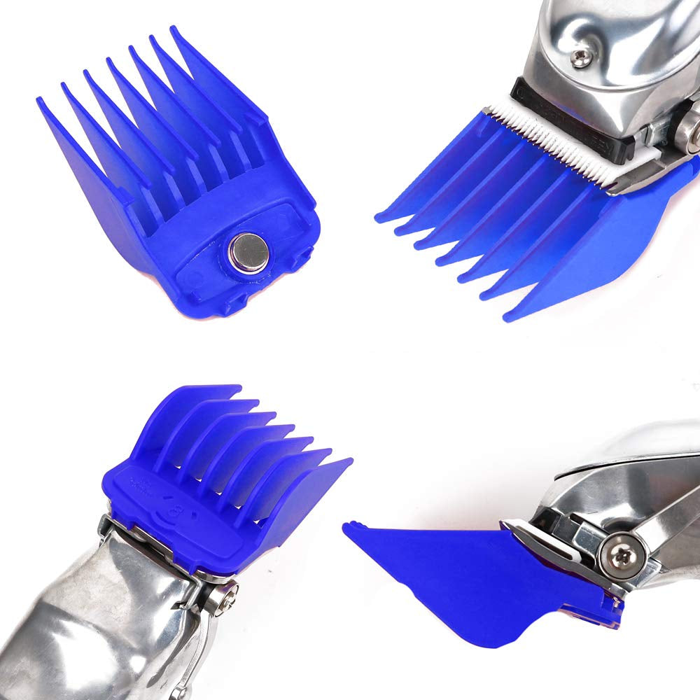 Professional Hair Clipper Guards Guides Hair Cutting Guides #3170-400- 1/8” to 1 Fits for All Wahl Clippers (Blue Magnetic 10 Pcs)