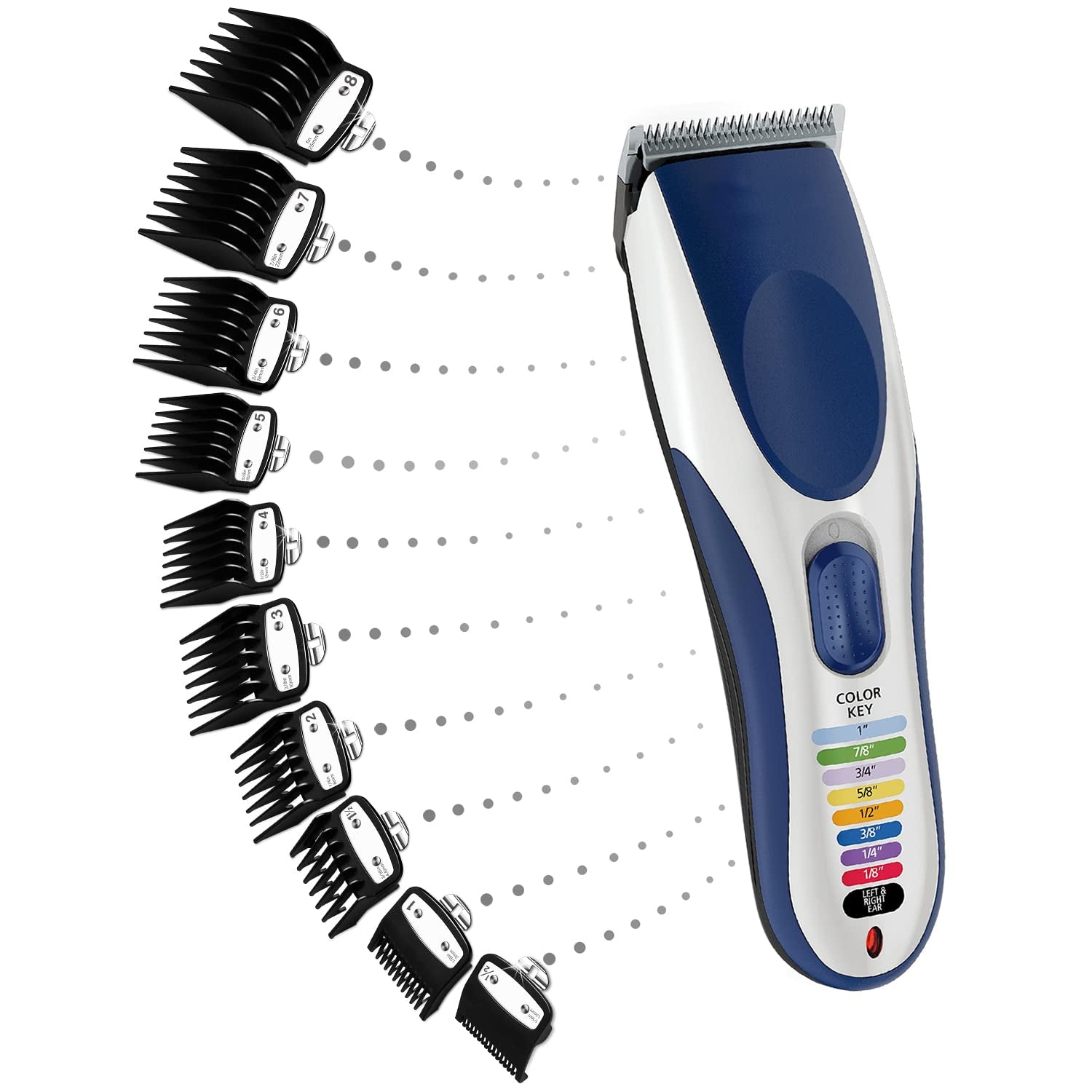 Professional Hair Clipper Guards Guides 10 Pack Coded Cutting Guides 1/16” to 1" Fits for Most Wahl Clippers