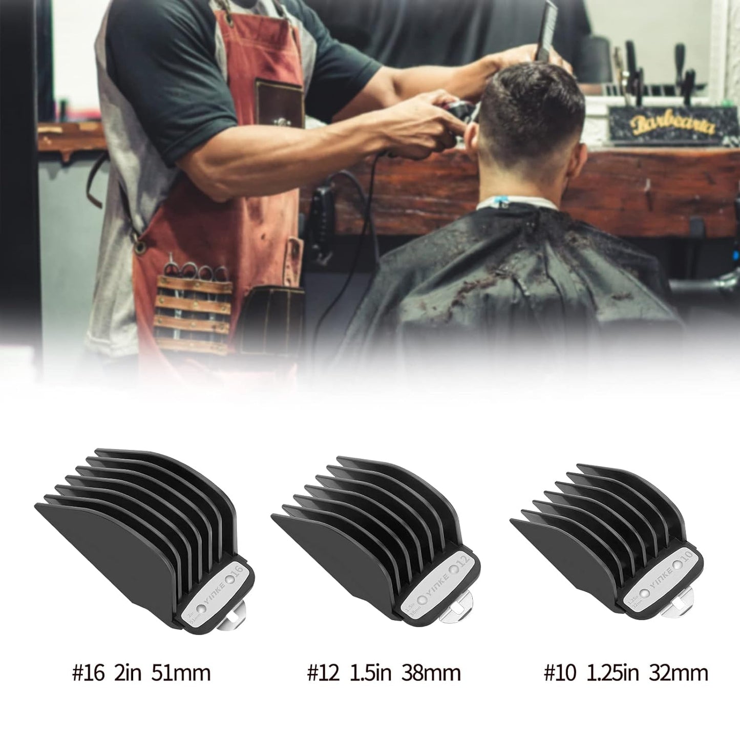 for Wahl Clipper Guards Set 10 12 16, Hair Clipper Guards for Wahl Senior Clippers with Metal Clip, 3 Cutting Lengths 2 Inch/1.5 Inch/1.25 Inch, Fits Most Cordless/Cord Wahl Clippers (Black)