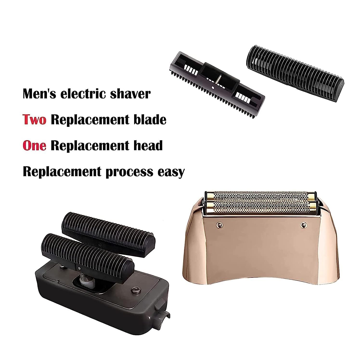 Shaver Replacement Foil and Cutters Compatible with Andis 17220/17230 Shaver Profoil Lithium Replacement, 4 Counts (Rose Gold)
