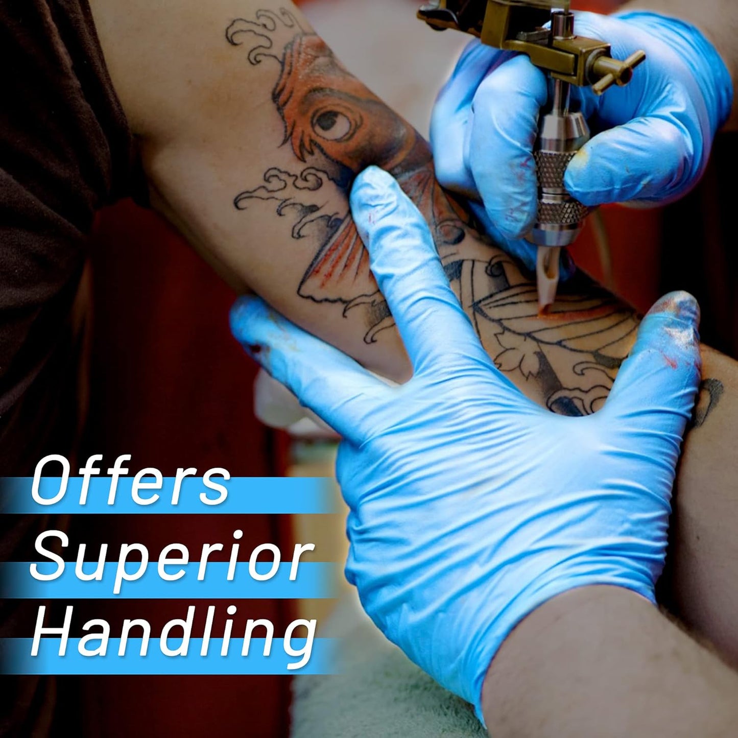 Powder-Free Nitrile Exam Gloves Blue - 3.5 Mil Latex Free, Non-Sterile Extra Thick Disposable Gloves