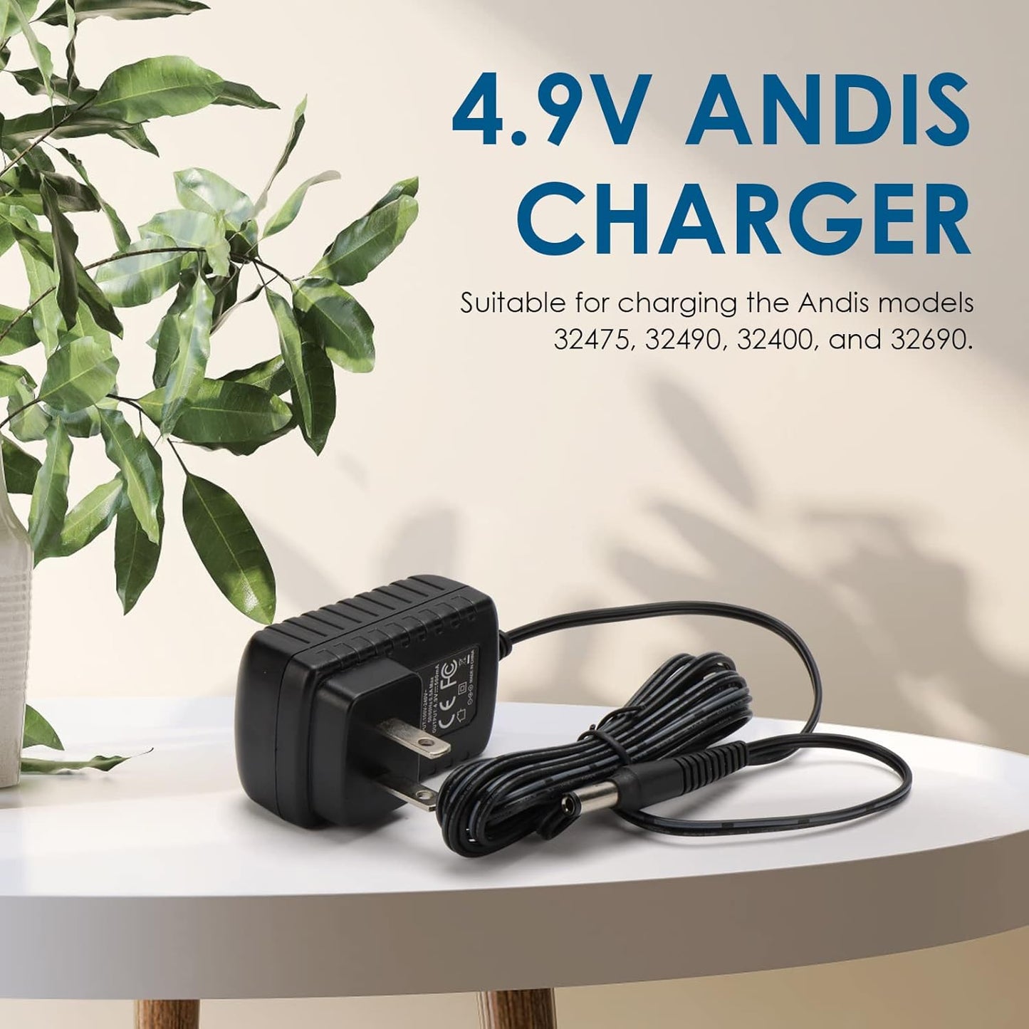 For Dc 4.9V Andis Charger Is Suitable for Use with the Andis 32400, 32475, 32490,32680 and 32690 Models of Slimline Pro Lithium-Ion T-Blade Trimmers.