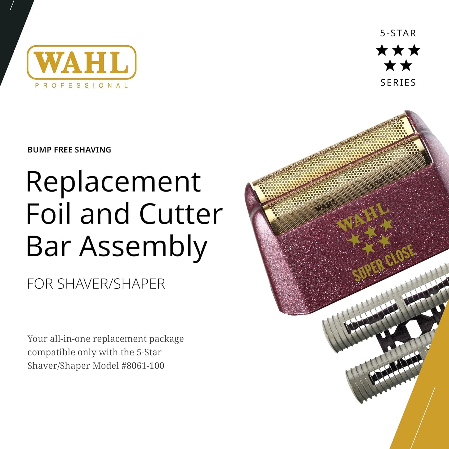 Wahl Professional 5 Star Shaver Replacement Foil Cutter Bar Assembly Gold Super Close Shaving