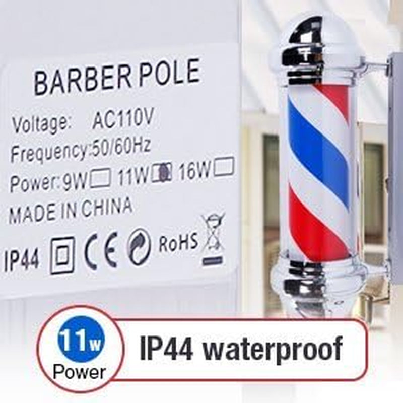 28'' LED Barber Pole Light Classic Style,Hair Salon Barber Shop Open Sign,Rotating Red White Blue LED Strips,Ip44 Waterproof save Energy