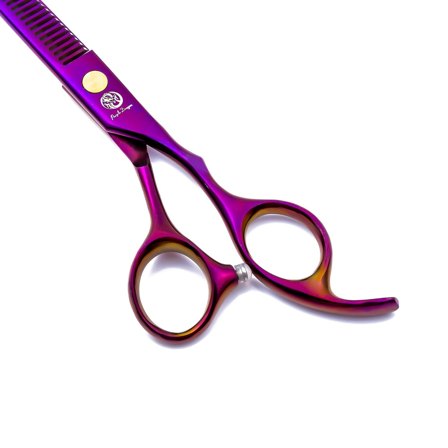 6.0 Inch Purple Hair Cutting Scissors Set with Razor, Leather Scissors Case, Barber Hair Cutting Shears Hair Thinning/Texturizing Shears for Professional Hairdresser or Home Use