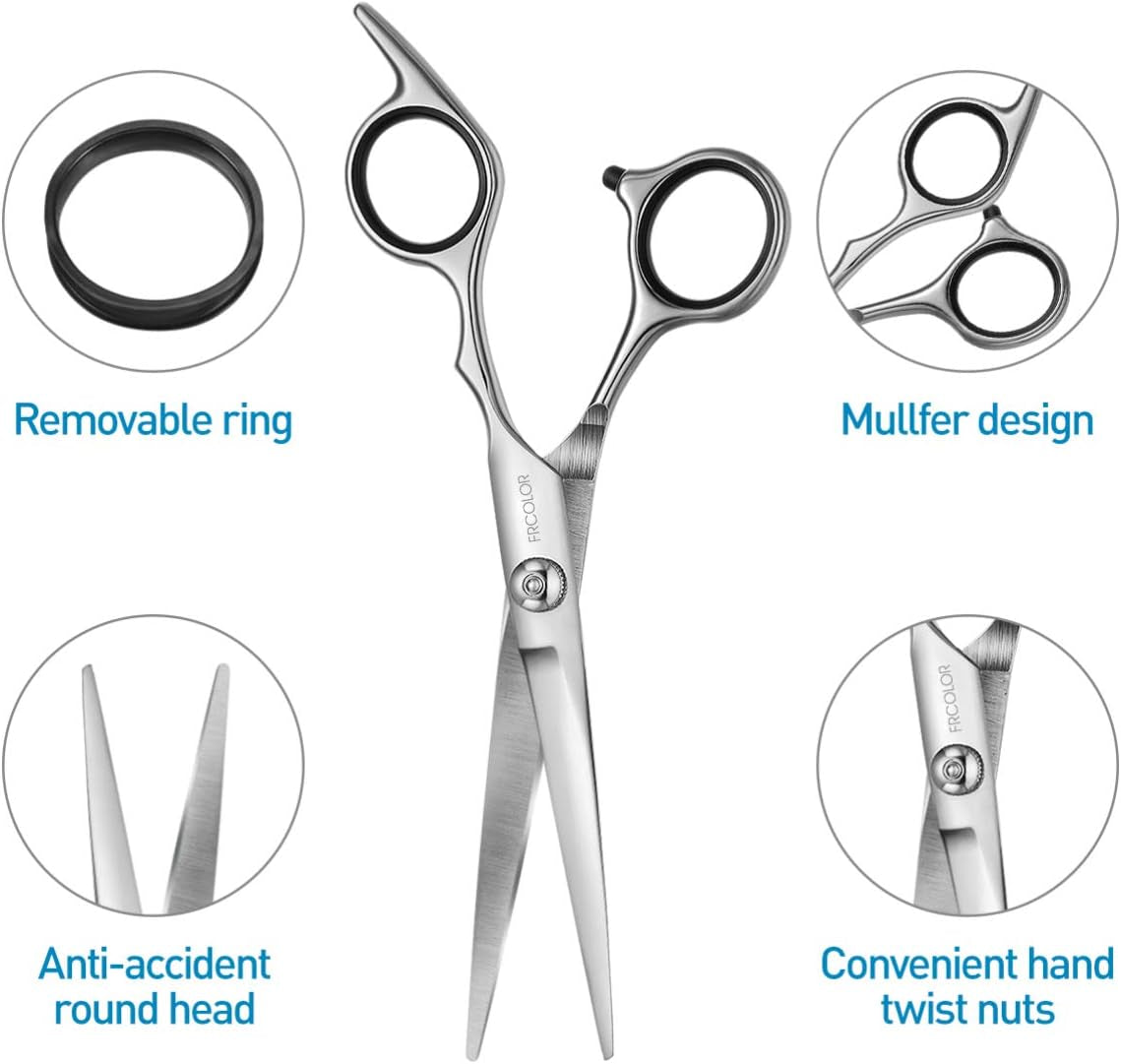 Hair Cutting Scissors Set 6.7 Inch, 9 Pcs Stainless Steel Hair Cutting Shears Hairdressing Scissors Professional Hair Shear Kit for Men Women Pet