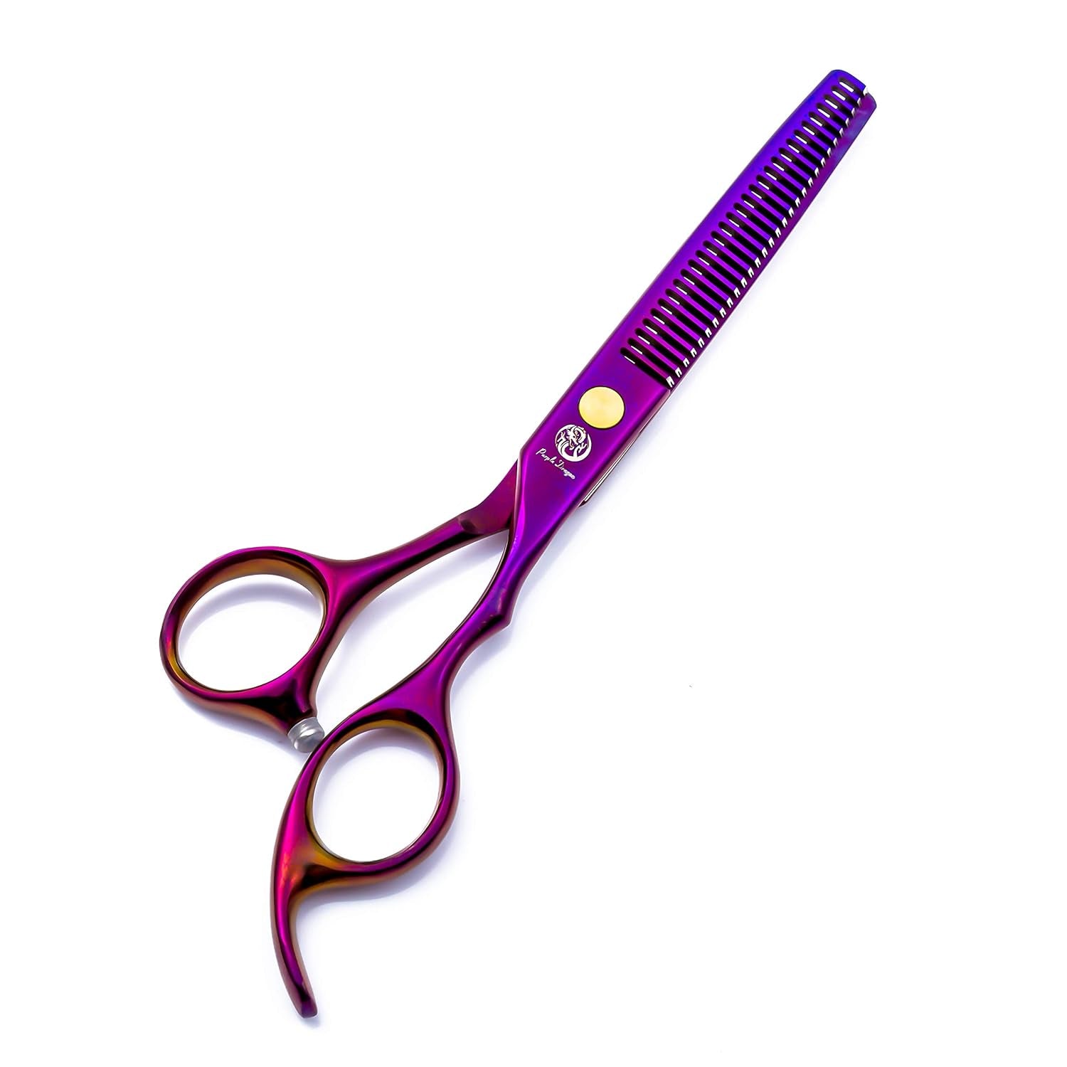 6.0 Inch Purple Hair Cutting Scissors Set with Razor, Leather Scissors Case, Barber Hair Cutting Shears Hair Thinning/Texturizing Shears for Professional Hairdresser or Home Use