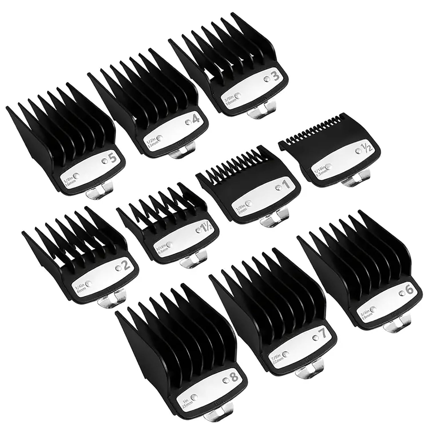 Professional Hair Clipper Guards Guides 10 Pack Coded Cutting Guides 1/16” to 1" Fits for Most Wahl Clippers
