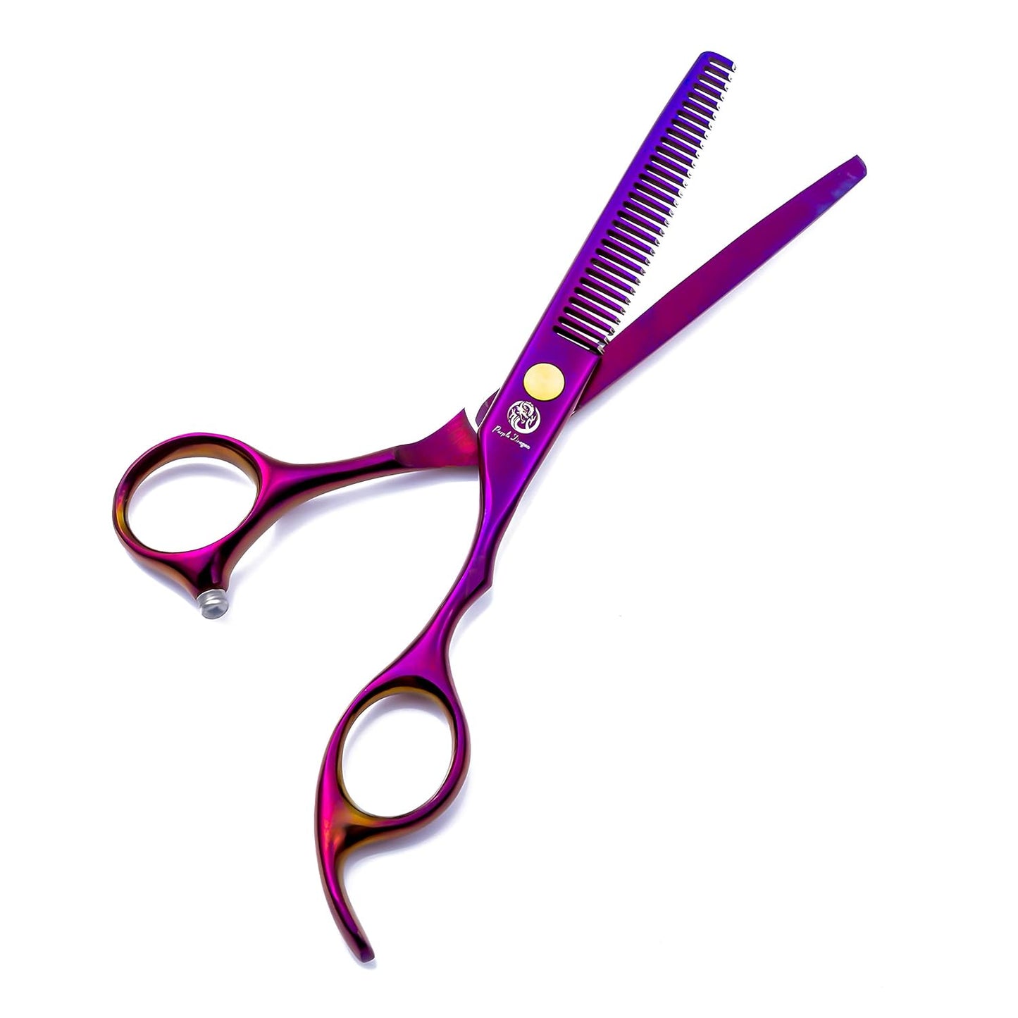6.0 Inch Purple Hair Cutting Scissors Set with Razor, Leather Scissors Case, Barber Hair Cutting Shears Hair Thinning/Texturizing Shears for Professional Hairdresser or Home Use